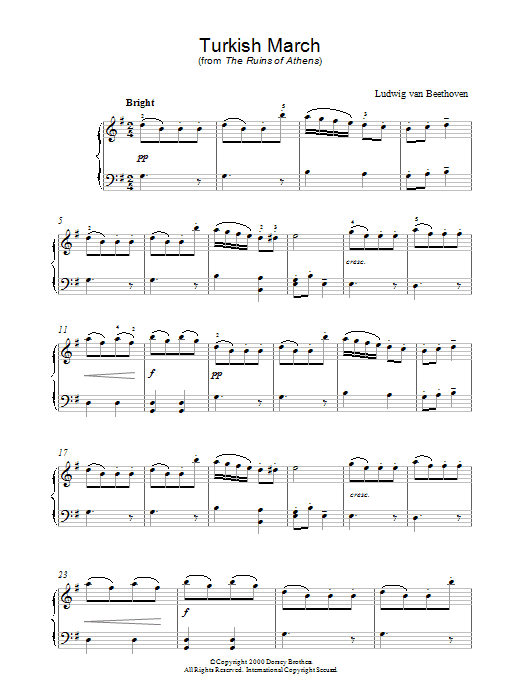 Learn to play Ludwig van Beethoven Turkish March sheet music for E-Z Play Today in minutes. Ludwig van Beethoven Turkish March sheet music preview music notes and score for E-Z Play Today including 2 page(s)