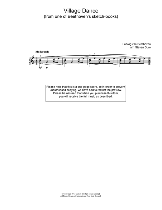 Learn to play Ludwig van Beethoven Village Dance sheet music for Piano in minutes. Ludwig van Beethoven Village Dance sheet music notes and chords