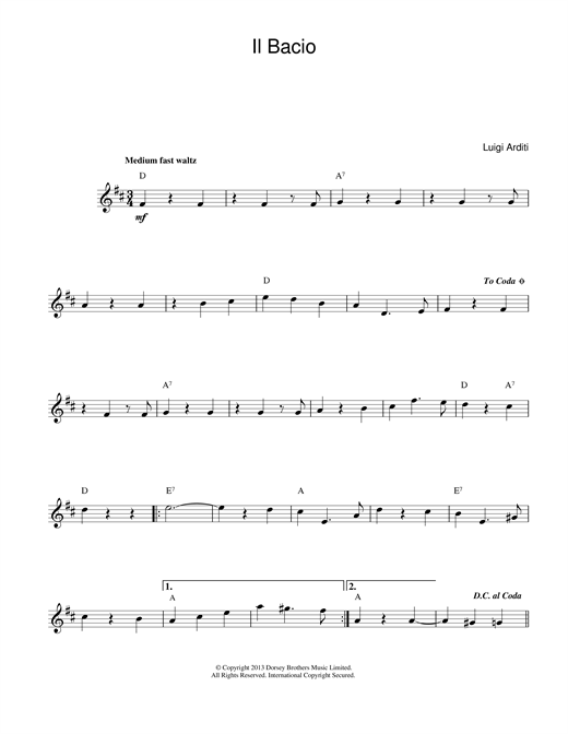 Learn to play Luigi Arditi Il Bacio (The Kiss) sheet music for Accordion in minutes. Luigi Arditi Il Bacio (The Kiss) sheet music preview music notes and score for Accordion including 3 page(s)
