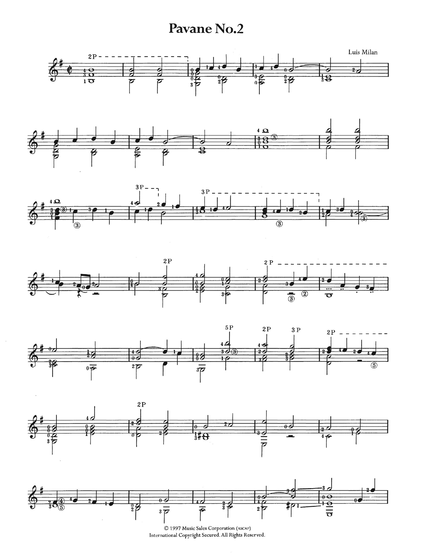 Luis de Milan Pavane No. 2 sheet music preview music notes and score for Guitar including 2 page(s)
