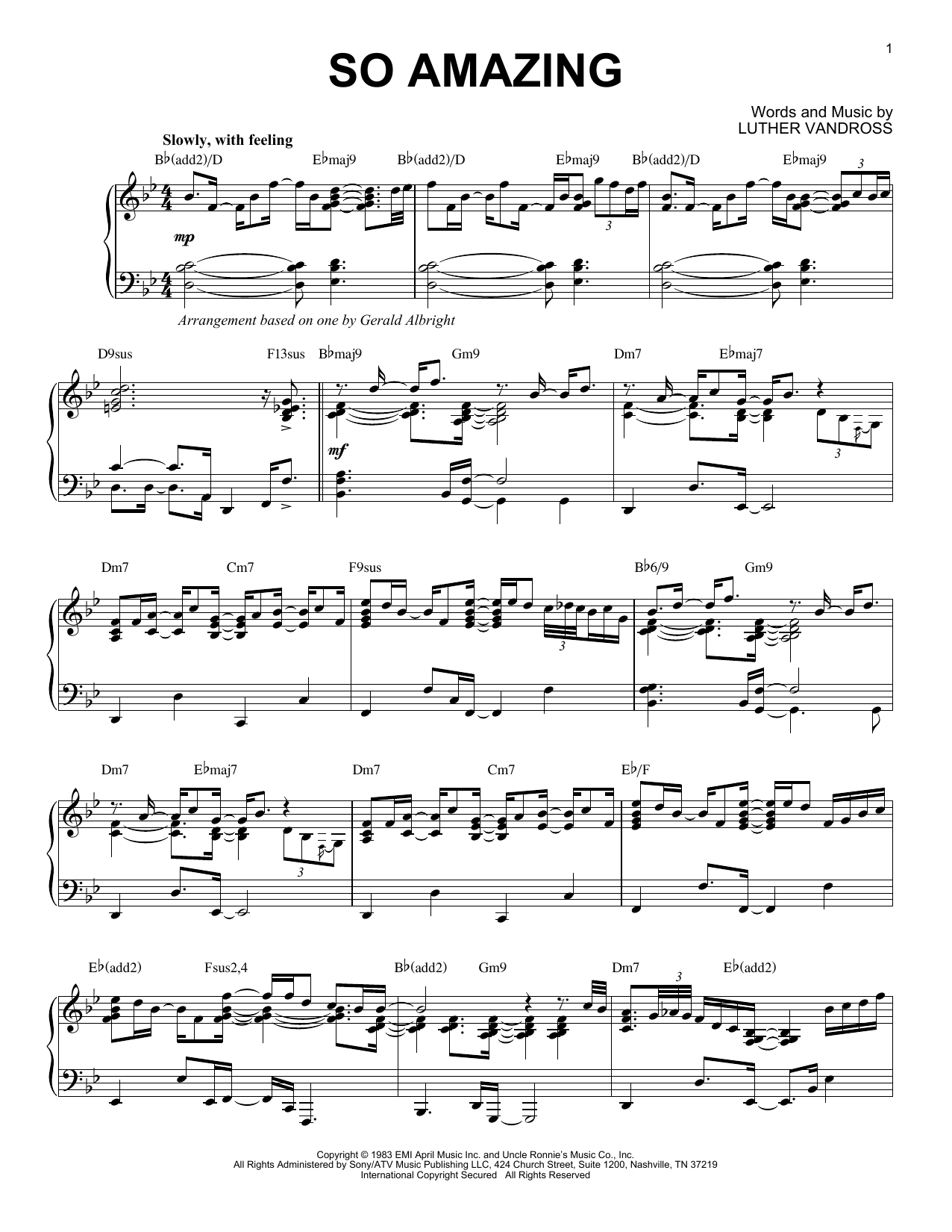 Learn to play Luther Vandross So Amazing sheet music for Piano in minutes. Luther Vandross So Amazing sheet music notes and chords