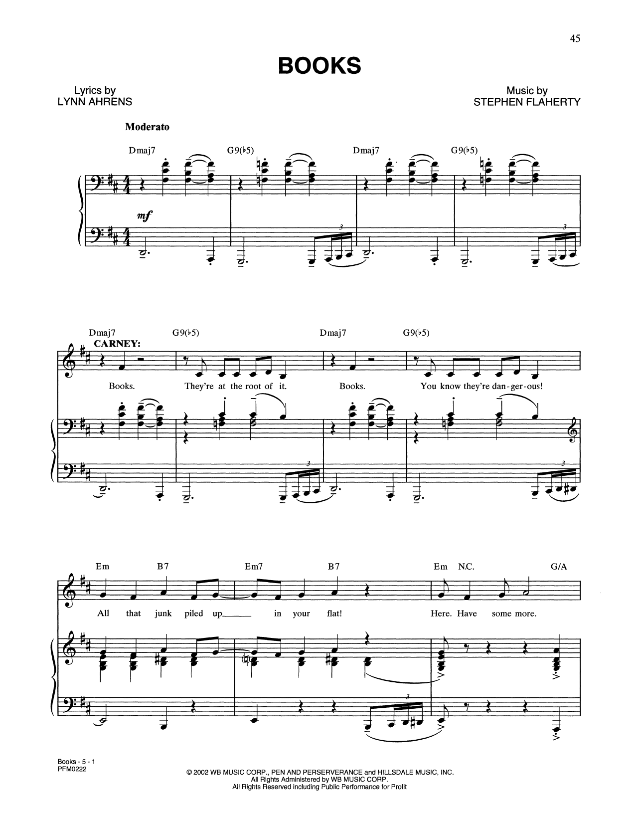 Lynn Ahrens and Stephen Flaherty Books (from A Man Of No Importance: A New Musical) sheet music, chords, lyrics - Printable PDF for Piano & Vocal