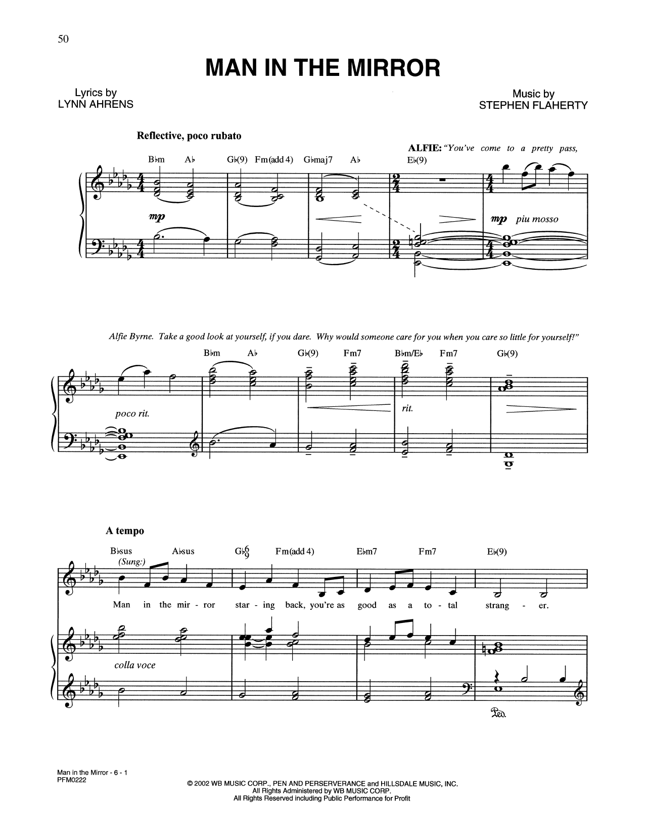 Lynn Ahrens and Stephen Flaherty Man In The Mirror (from A Man Of No Importance: A New Musical) sheet music, chords, lyrics - Printable PDF for Piano & Vocal
