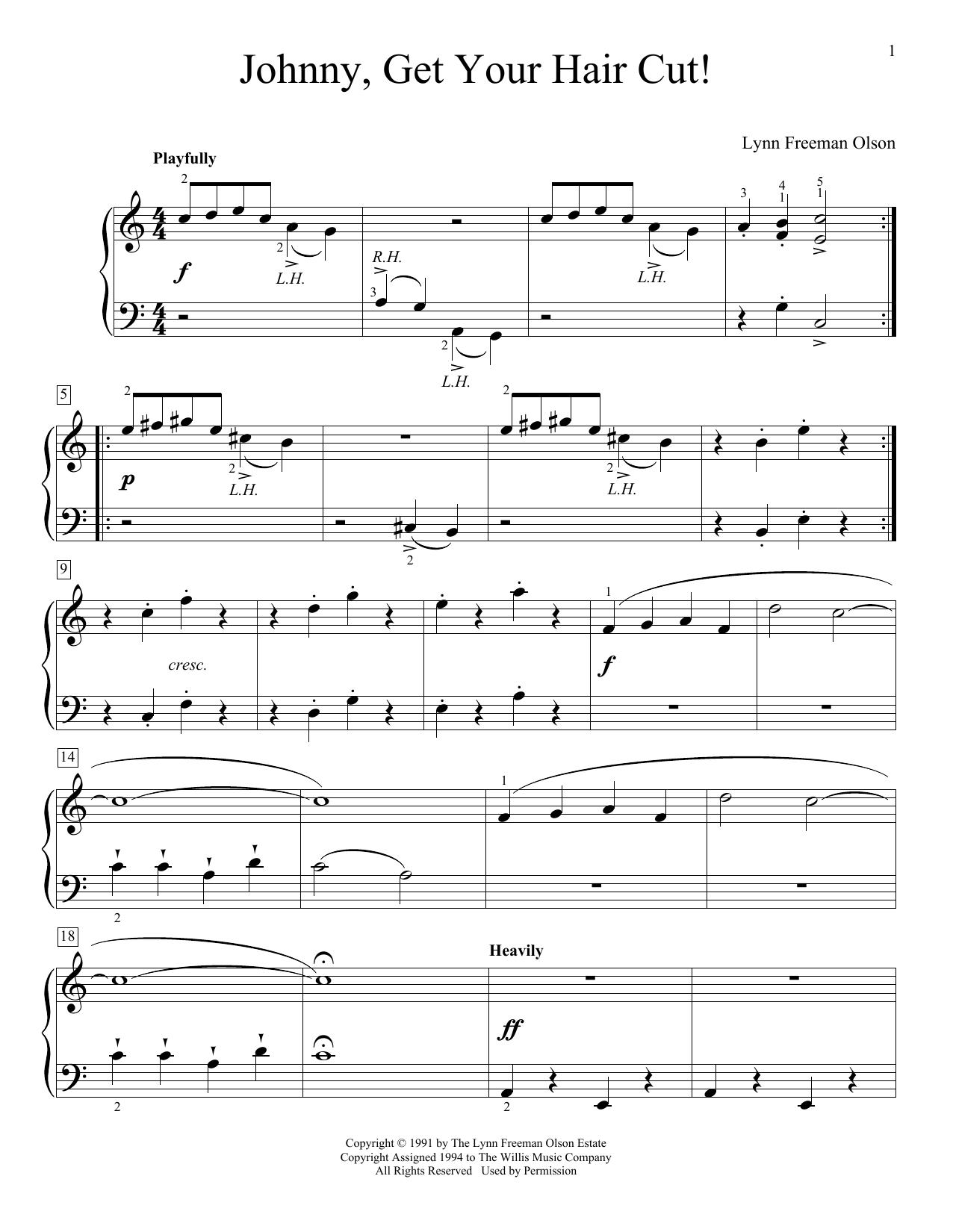 Lynn Freeman Olson Johnny, Get Your Hair Cut! sheet music, chords, lyrics - Printable PDF for Educational Piano