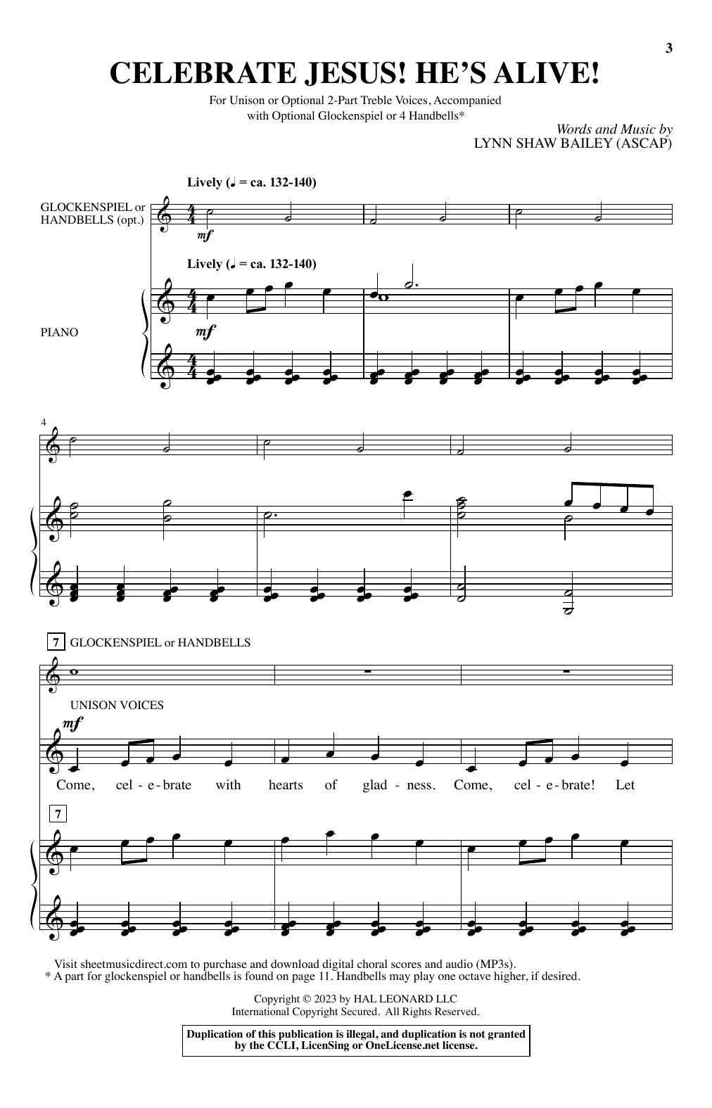 Lynn Shaw Bailey Celebrate Jesus! He's Alive! sheet music, chords, lyrics - Printable PDF for Choir
