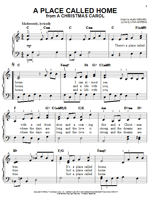 Learn to play Lynn Ahrens A Place Called Home (from A Christmas Carol) sheet music for Easy Piano in minutes. Lynn Ahrens A Place Called Home (from A Christmas Carol) sheet music notes and chords