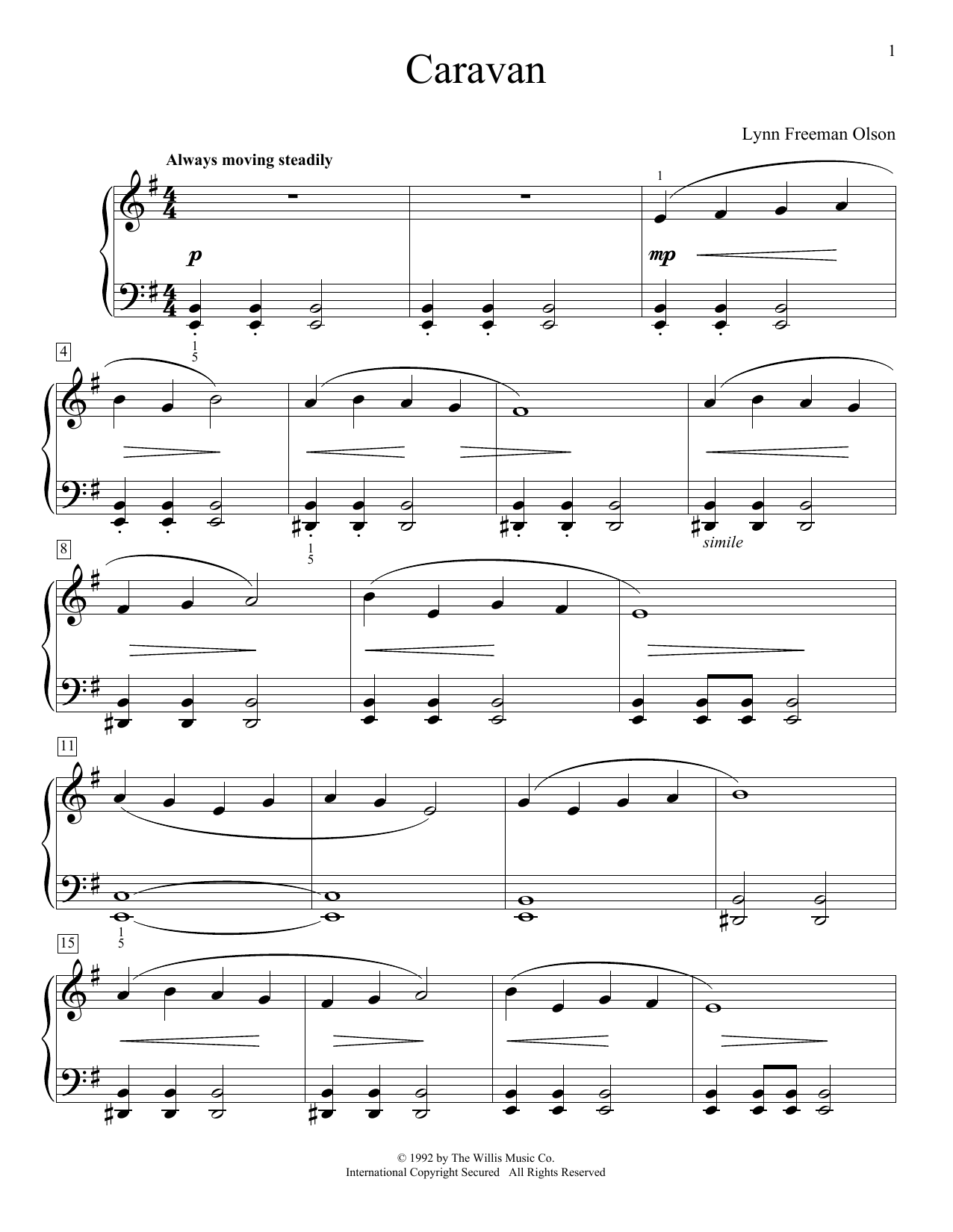Lynn Freeman Olson Caravan sheet music preview music notes and score for Educational Piano including 3 page(s)