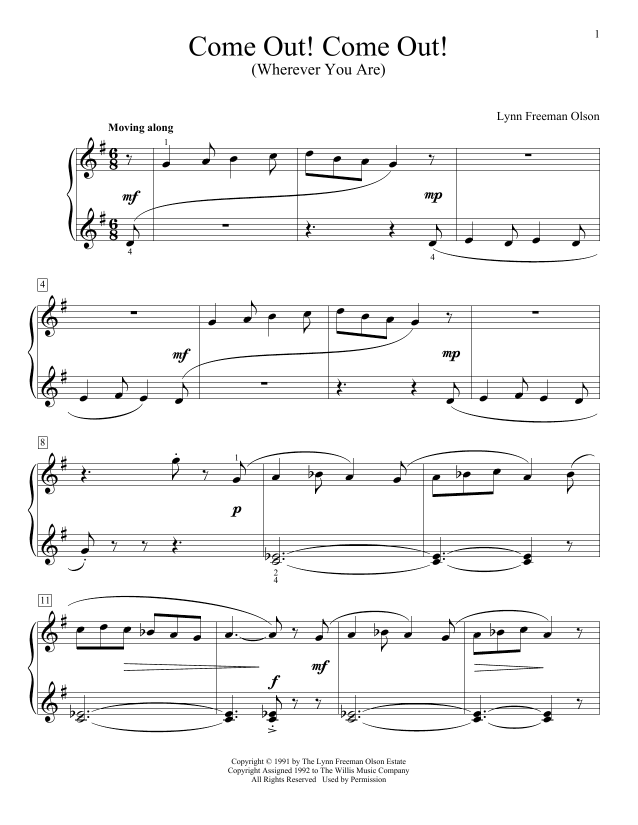 Lynn Freeman Olson Come Out! Come Out! (Wherever You Are) sheet music preview music notes and score for Educational Piano including 2 page(s)