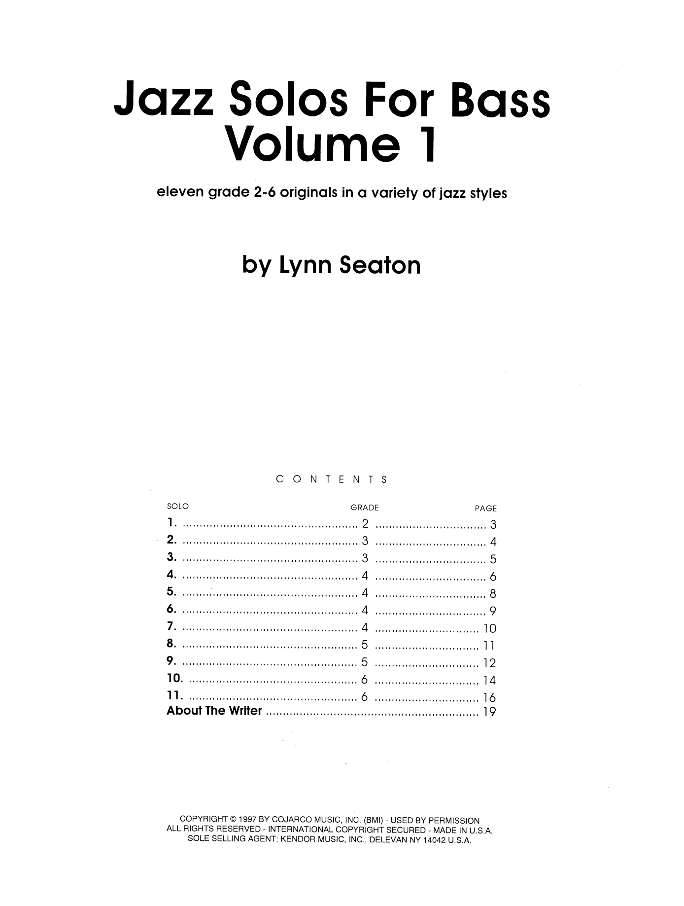Lynn Seaton Jazz Solos For Bass, Volume 1 sheet music preview music notes and score for Percussion Solo including 18 page(s)