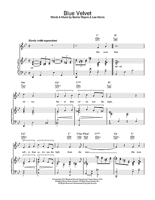 Learn to play M People Blue Velvet sheet music for Piano, Vocal & Guitar (Right-Hand Melody) in minutes. M People Blue Velvet sheet music notes and chords