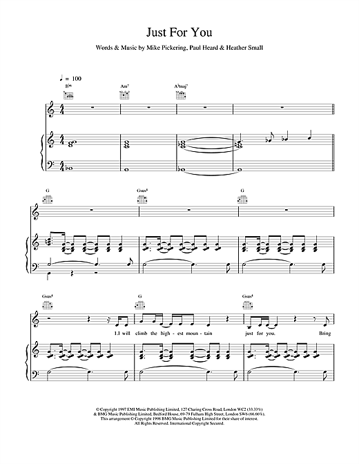Learn to play M People Just For You sheet music for Piano, Vocal & Guitar in minutes. M People Just For You sheet music notes and chords