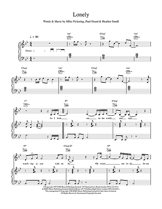Learn to play M People Lonely sheet music for Piano, Vocal & Guitar (Right-Hand Melody) in minutes. M People Lonely sheet music notes and chords