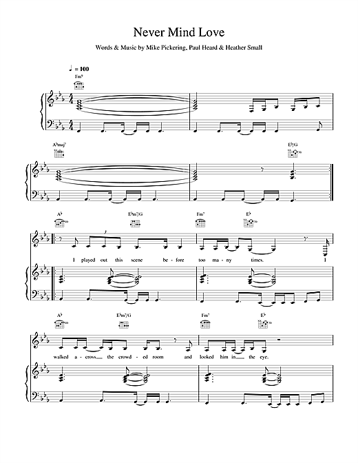Learn to play M People Never Mind Love sheet music for Piano, Vocal & Guitar in minutes. M People Never Mind Love sheet music notes and chords