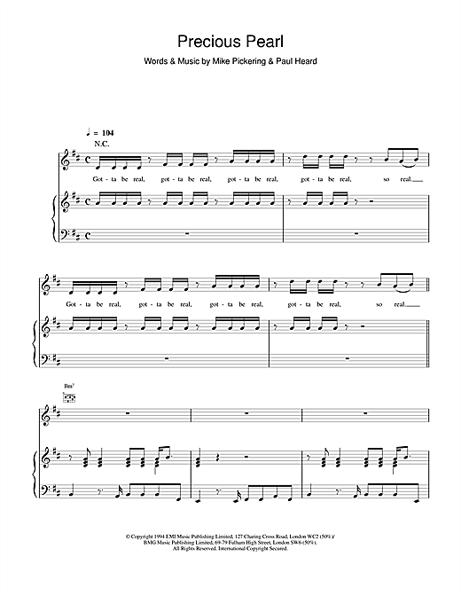 Learn to play M People Precious Pearl sheet music for Piano, Vocal & Guitar (Right-Hand Melody) in minutes. M People Precious Pearl sheet music notes and chords