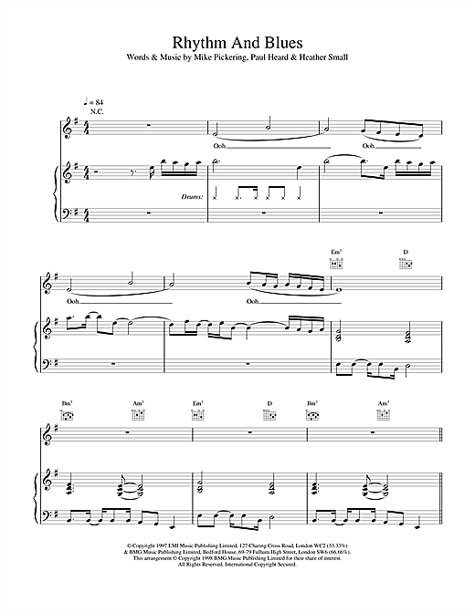 Learn to play M People Rhythm And Blues sheet music for Piano, Vocal & Guitar in minutes. M People Rhythm And Blues sheet music notes and chords