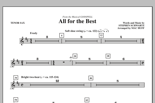 Mac Huff All For The Best - Tenor Sax sheet music, chords, lyrics - Printable PDF for Choir Instrumental Pak