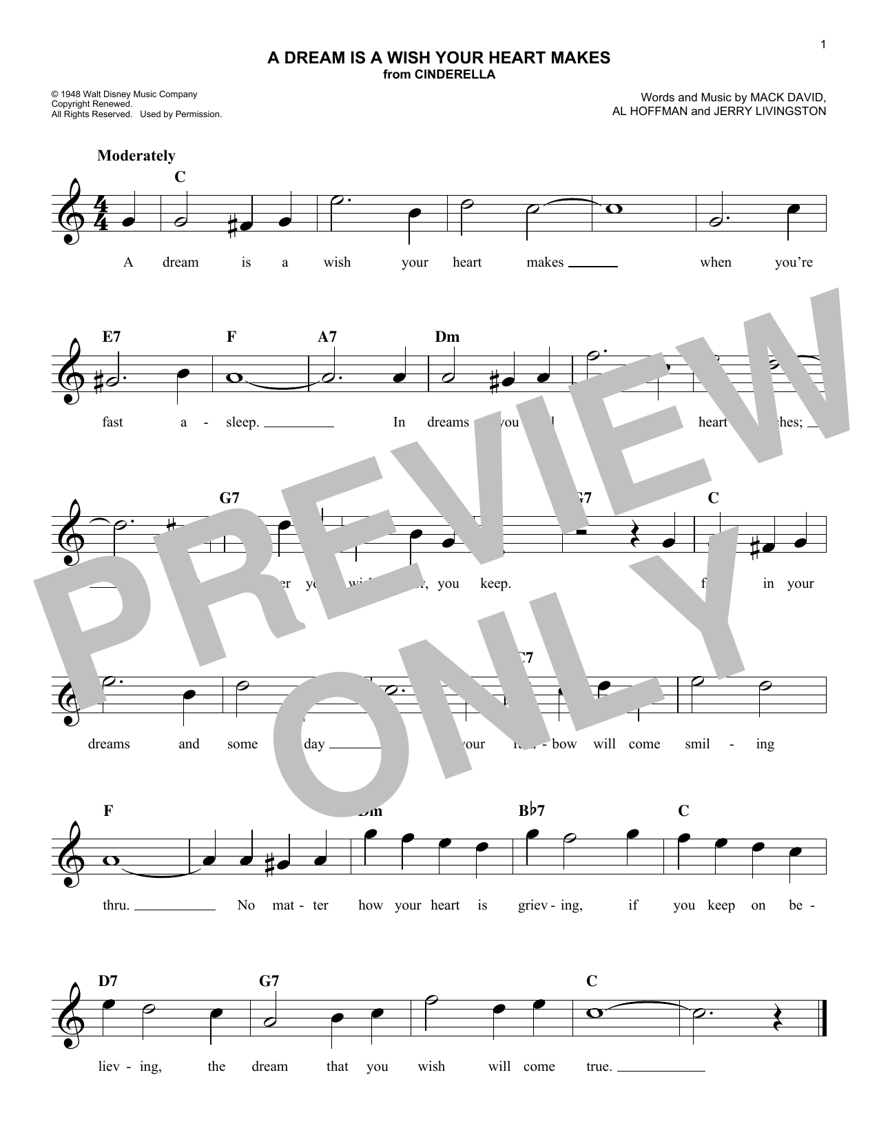Mack David A Dream Is A Wish Your Heart Makes Sheet Music Download Pdf Score Mack David A Dream Is A Wish Your Heart Makes Sheet Music Download Pdf Score