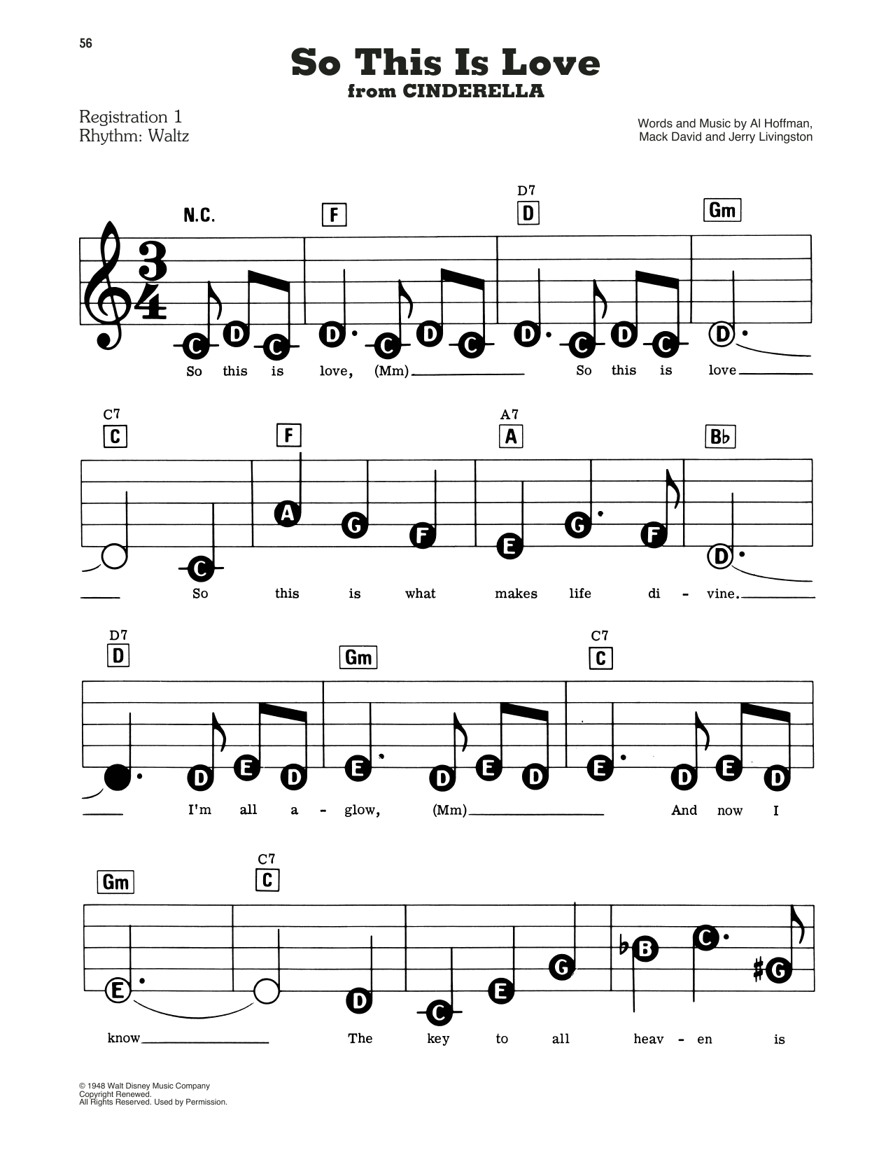 Learn to play Mack David So This Is Love (The Cinderella Waltz) sheet music for Piano, Vocal & Guitar (Right-Hand Melody) in minutes. Mack David So This Is Love (The Cinderella Waltz) sheet music notes and chords