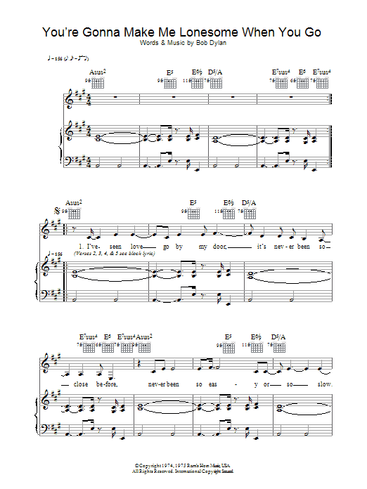 Madeleine Peyroux You're Gonna Make Me Lonesome When You Go sheet music preview music notes and score for Piano, Vocal & Guitar including 4 page(s)