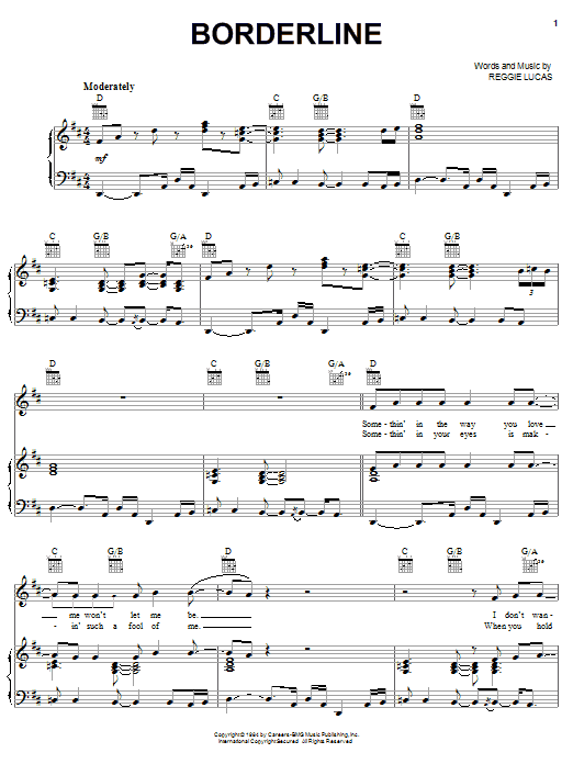 Learn to play Madonna Borderline sheet music for Piano, Vocal & Guitar (Right-Hand Melody) in minutes. Madonna Borderline sheet music notes and chords