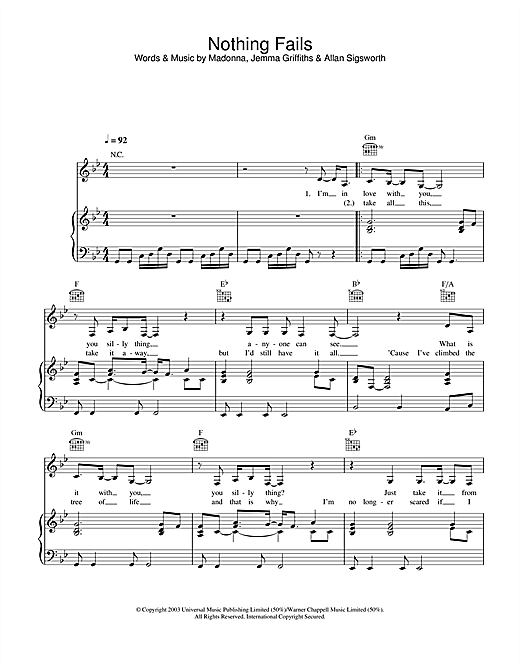 Learn to play Madonna Nothing Fails sheet music for Lyrics Only in minutes. Madonna Nothing Fails sheet music notes and chords