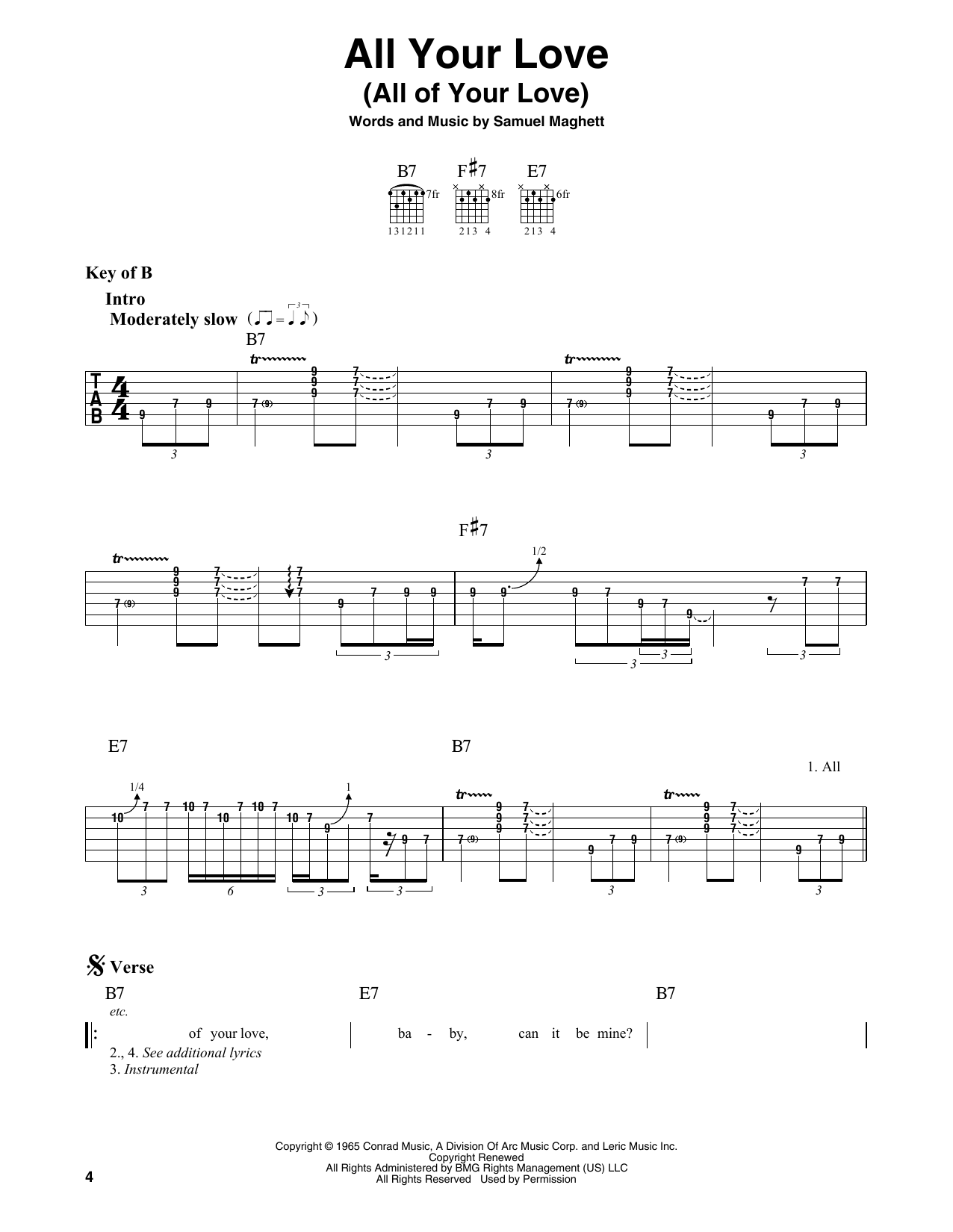 Learn to play Magic Sam All Your Love (All Of Your Love) sheet music for Guitar Lead Sheet in minutes. Magic Sam All Your Love (All Of Your Love) sheet music preview music notes and score for Guitar Lead Sheet including 2 page(s)