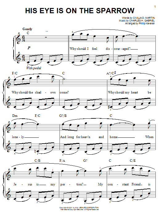 Learn to play Mahalia Jackson His Eye Is On The Sparrow sheet music for Piano in minutes. Mahalia Jackson His Eye Is On The Sparrow sheet music notes and chords