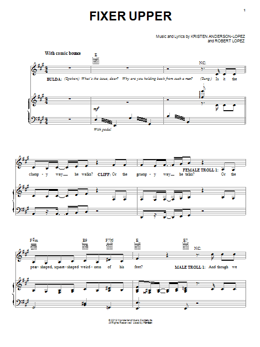 Learn to play Maia Wilson and Cast Fixer Upper (from Disney's Frozen) sheet music for E-Z Play Today in minutes. Maia Wilson and Cast Fixer Upper (from Disney's Frozen) sheet music preview music notes and score for E-Z Play Today including 7 page(s)