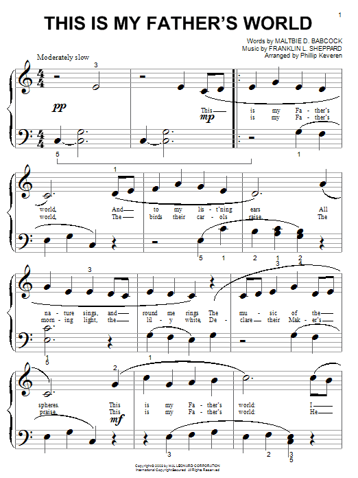 Learn to play Maltbie D. Babcock This Is My Father's World sheet music for Piano in minutes. Maltbie D. Babcock This Is My Father's World sheet music notes and chords