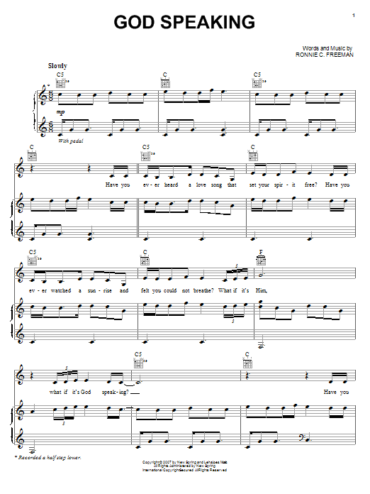Learn to play Mandisa God Speaking sheet music for Piano, Vocal & Guitar (Right-Hand Melody) in minutes. Mandisa God Speaking sheet music notes and chords