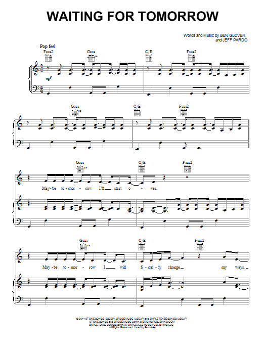 Mandisa Waiting For Tomorrow sheet music, chords, lyrics - Printable PDF for Piano, Vocal & Guitar (Right-Hand Melody)