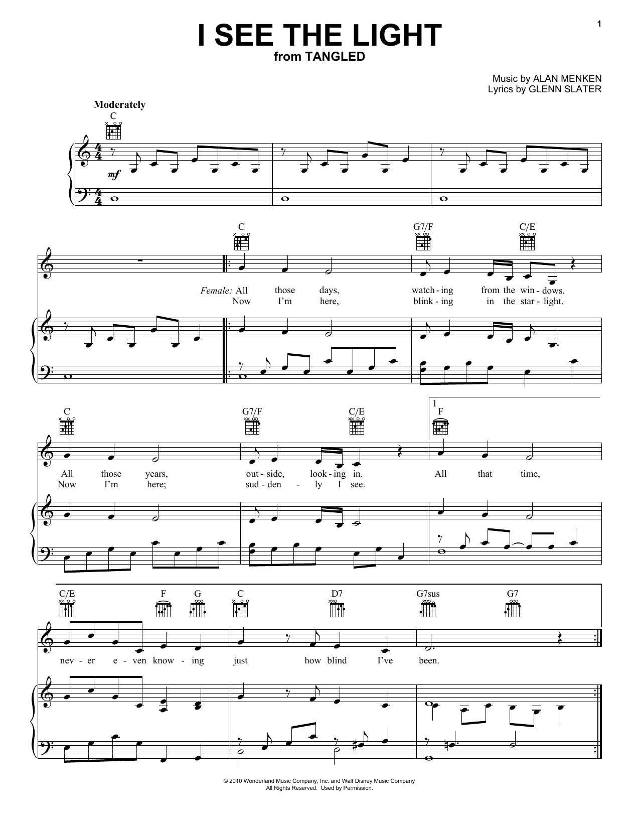 Learn to play Mandy Moore I See The Light sheet music for Piano, Vocal & Guitar (Right-Hand Melody) in minutes. Mandy Moore I See The Light sheet music preview music notes and score for Piano, Vocal & Guitar (Right-Hand Melody) including 7 page(s)