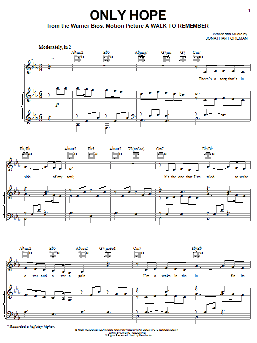 Learn to play Mandy Moore Only Hope sheet music for Easy Piano in minutes. Mandy Moore Only Hope sheet music notes and chords
