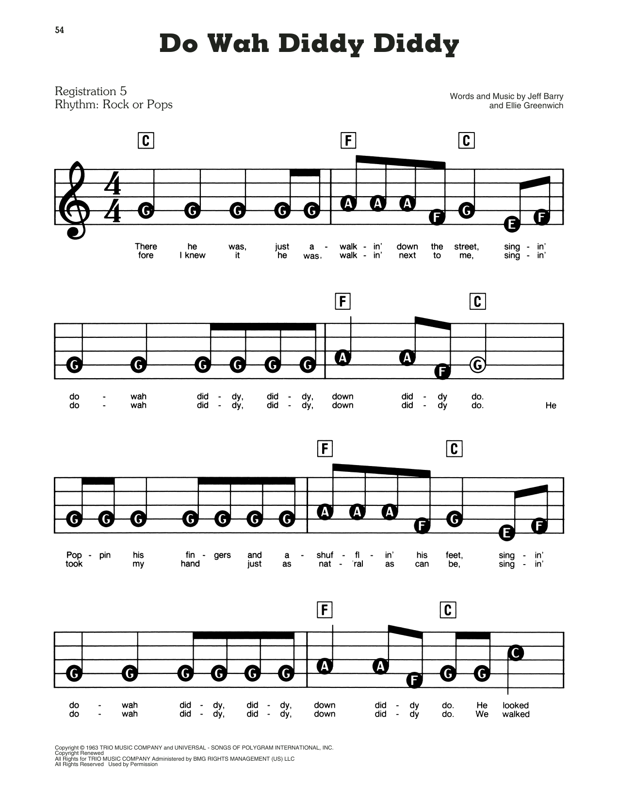 Learn to play Manfred Mann Do Wah Diddy Diddy sheet music for E-Z Play Today in minutes. Manfred Mann Do Wah Diddy Diddy sheet music preview music notes and score for E-Z Play Today including 4 page(s)