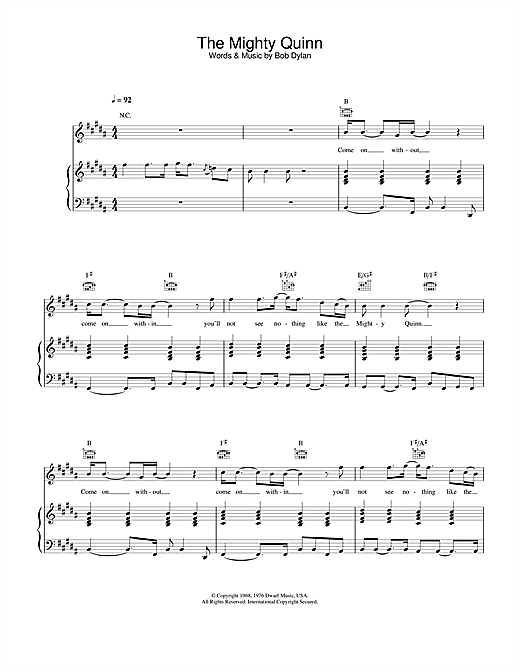 Learn to play Manfred Mann Quinn The Eskimo (The Mighty Quinn) sheet music for Piano, Vocal & Guitar in minutes. Manfred Mann Quinn The Eskimo (The Mighty Quinn) sheet music notes and chords