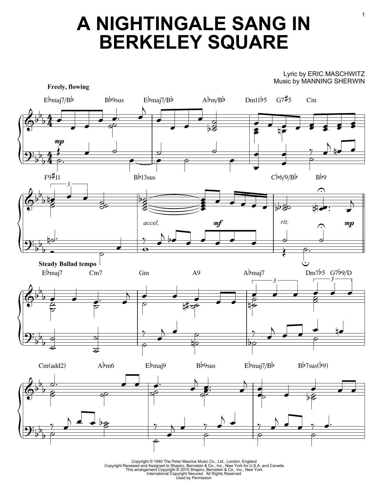 Learn to play The Manhattan Transfer A Nightingale Sang In Berkeley Square sheet music for Piano in minutes. The Manhattan Transfer A Nightingale Sang In Berkeley Square sheet music notes and chords