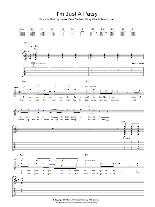 Learn to play Manic Street Preachers I'm Just A Patsy sheet music for Guitar Tab in minutes. Manic Street Preachers I'm Just A Patsy sheet music preview music notes and score for Guitar Tab including 5 page(s)