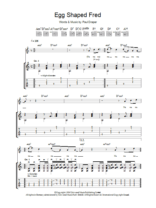 Learn to play Mansun Egg Shaped Fred sheet music for Guitar Tab in minutes. Mansun Egg Shaped Fred sheet music preview music notes and score for Guitar Tab including 10 page(s)