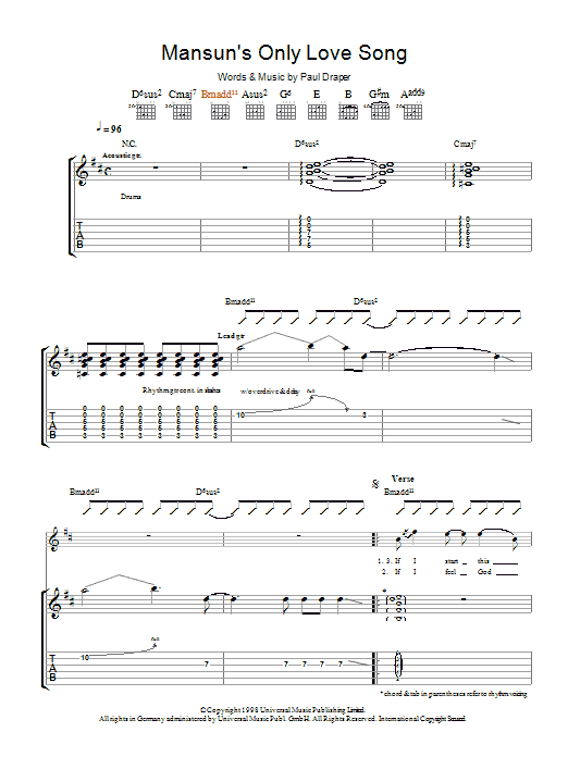Learn to play Mansun Mansun's Only Love Song sheet music for Guitar Tab in minutes. Mansun Mansun's Only Love Song sheet music preview music notes and score for Guitar Tab including 7 page(s)