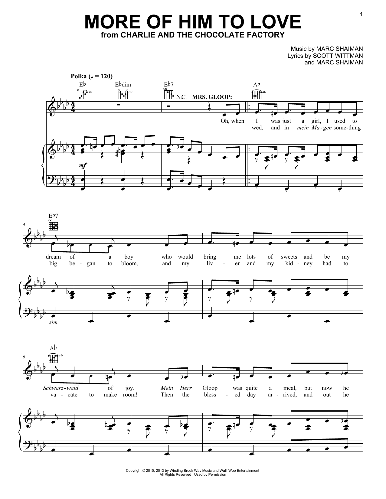 Marc Shaiman More Of Him To Love sheet music, chords, lyrics - Printable PDF for Piano, Vocal & Guitar (Right-Hand Melody)
