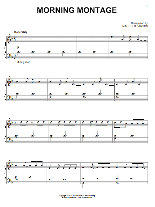 Marcelo Zarvos Morning Montage sheet music, chords, lyrics - Printable PDF for Piano