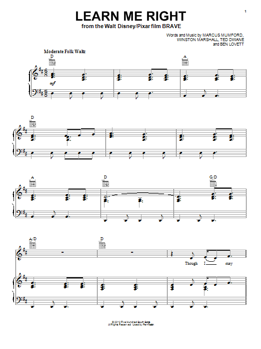 Learn to play Mumford & Sons Learn Me Right (from Disney's Mumford & Sons Learn Me Right (from Disney's