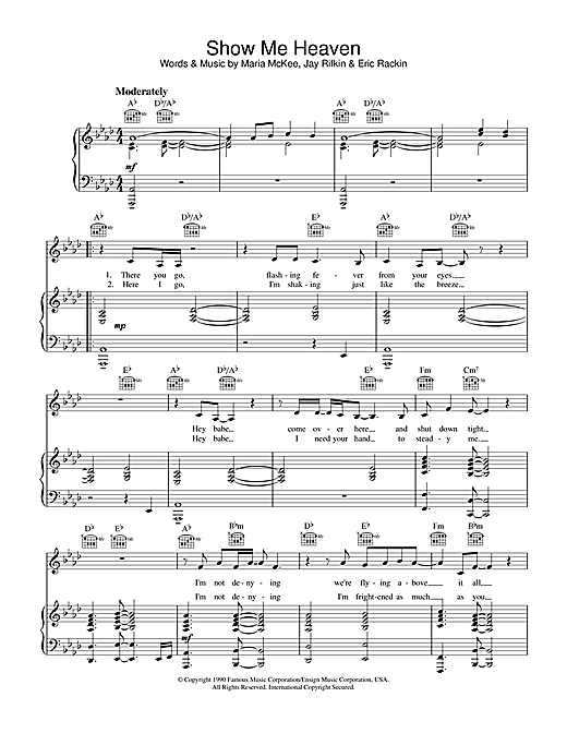 Learn to play Maria McKee Show Me Heaven sheet music for Piano in minutes. Maria McKee Show Me Heaven sheet music notes and chords