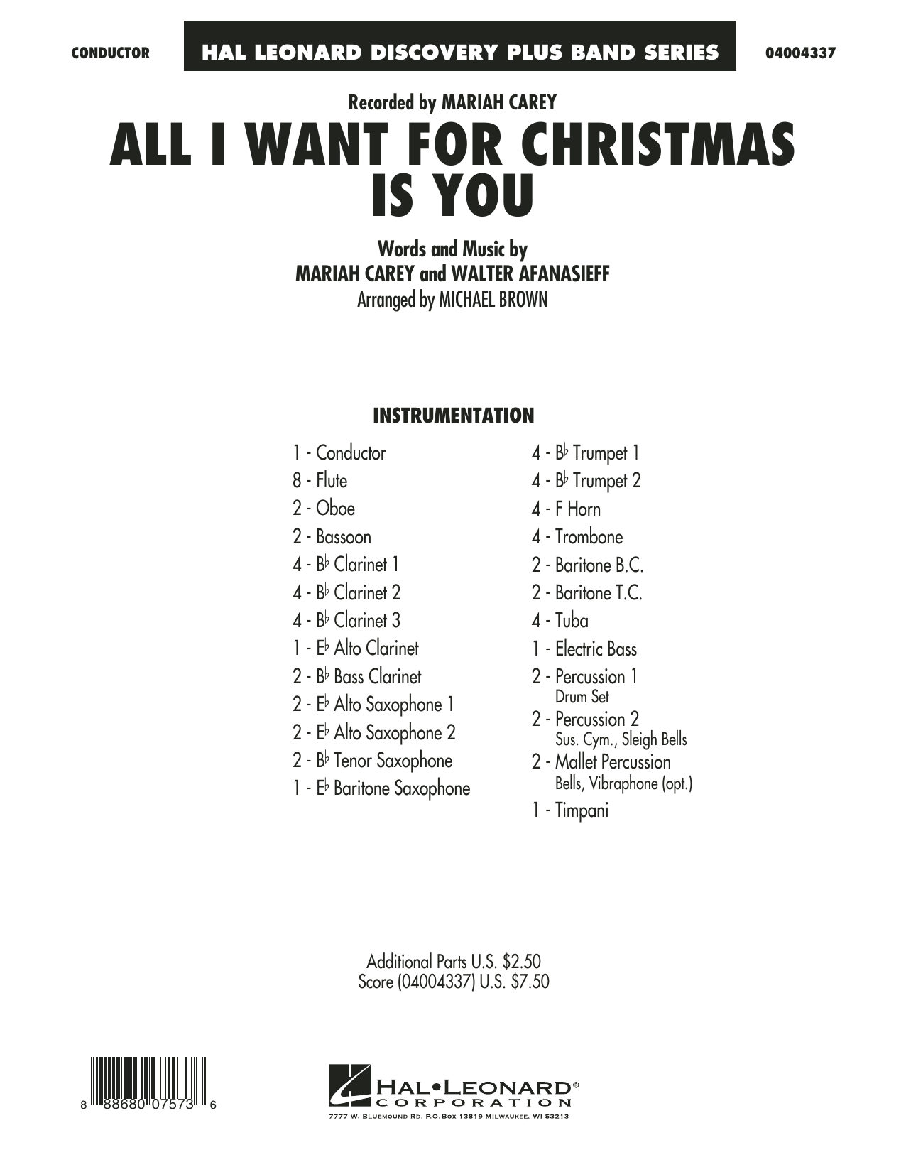 Learn to play Mariah Carey All I Want for Christmas Is You (arr. Michael Brown) - Conductor Score (Full Score) sheet music for Concert Band in minutes. Mariah Carey All I Want for Christmas Is You (arr. Michael Brown) - Conductor Score (Full Score) sheet music preview music notes and score for Concert Band including 18 page(s)