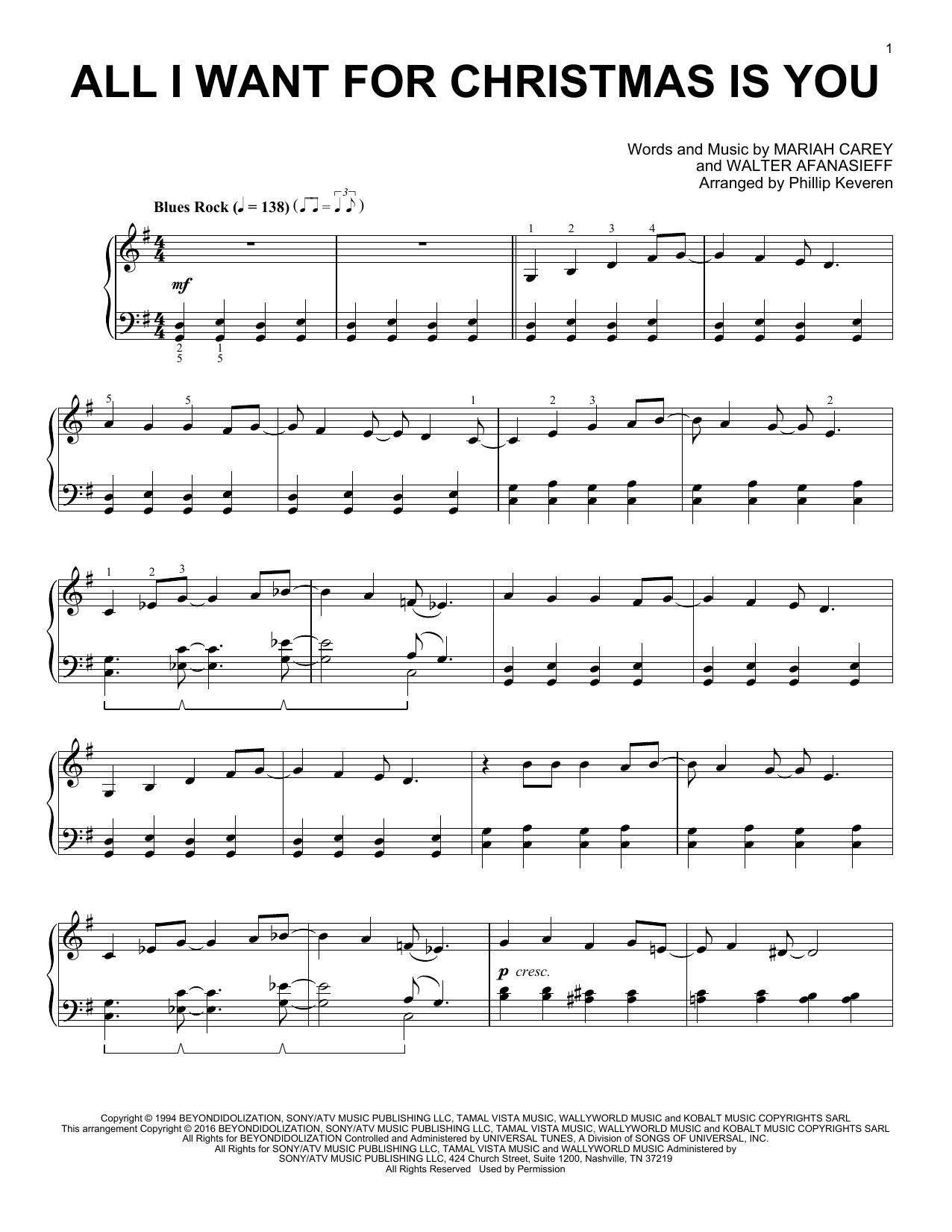 Learn to play Phillip Keveren All I Want For Christmas Is You sheet music for Piano in minutes. Phillip Keveren All I Want For Christmas Is You sheet music preview music notes and score for Piano including 4 page(s)