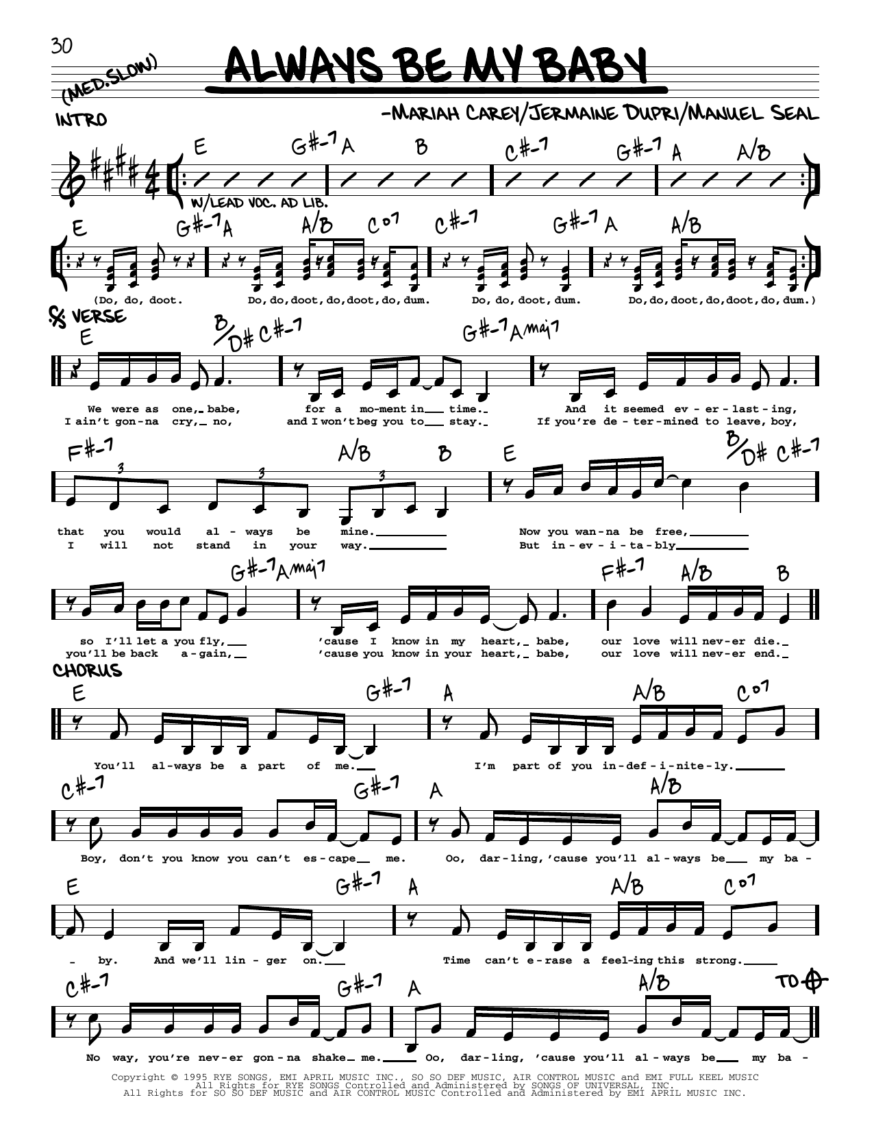 Learn to play Mariah Carey Always Be My Baby sheet music for Piano, Vocal & Guitar (Right-Hand Melody) in minutes. Mariah Carey Always Be My Baby sheet music notes and chords