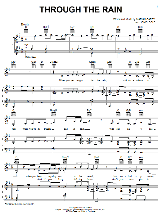 Learn to play Mariah Carey Through The Rain sheet music for Melody Line, Lyrics & Chords in minutes. Mariah Carey Through The Rain sheet music notes and chords
