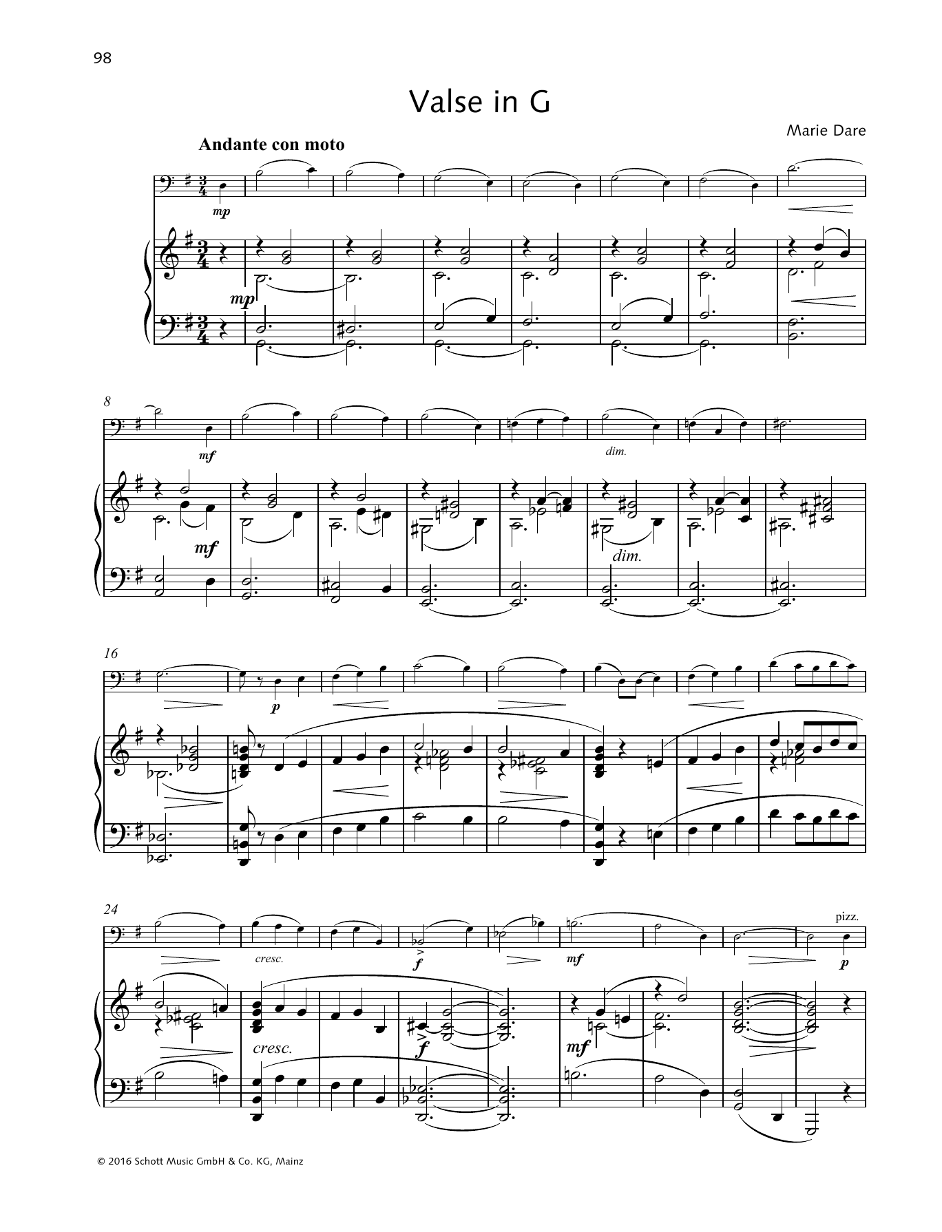 Learn to play Marie Dare Valse in G sheet music for String Solo in minutes. Marie Dare Valse in G sheet music preview music notes and score for String Solo including 6 page(s)