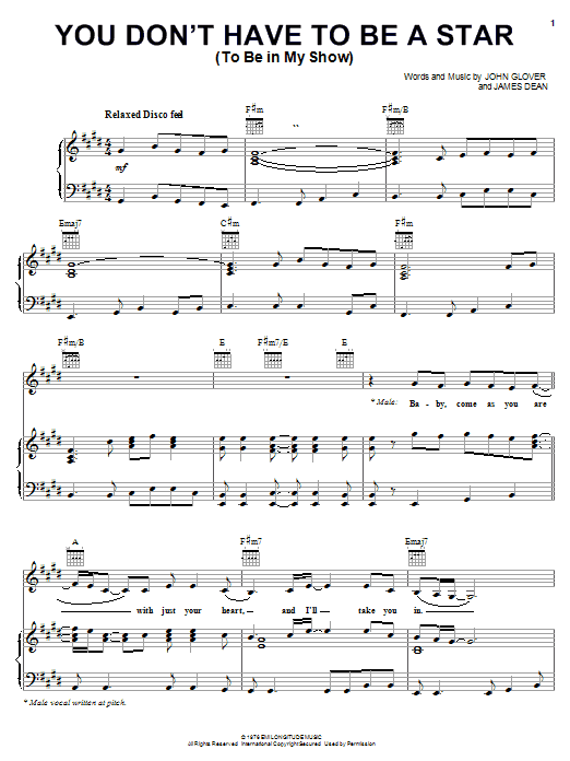 Marilyn McCoo & Billy Davis, Jr. You Don't Have To Be A Star (To Be In My Show) sheet music, chords, lyrics - Printable PDF for Piano, Vocal & Guitar (Right-Hand Melody)