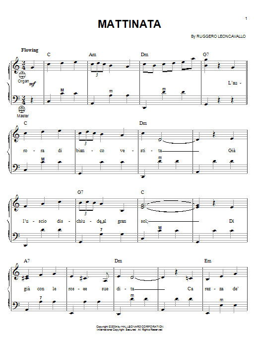 Learn to play Mario Lanza Mattinata sheet music for Accordion in minutes. Mario Lanza Mattinata sheet music preview music notes and score for Accordion including 3 page(s)